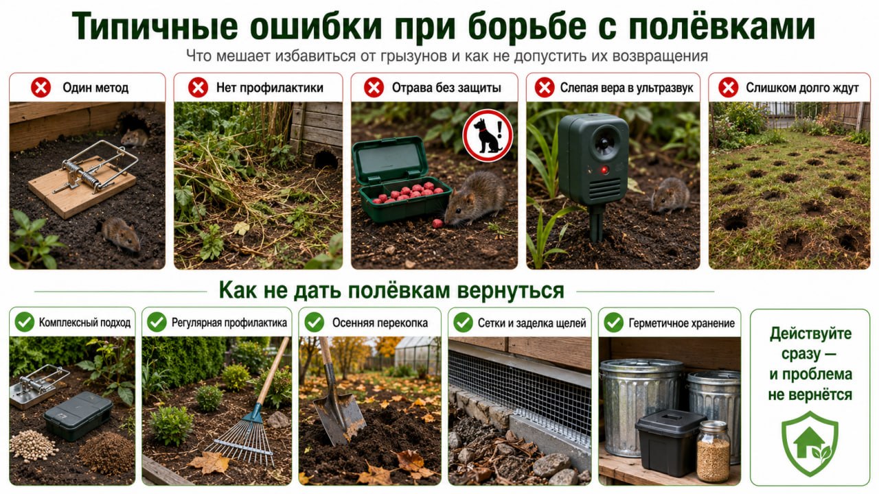 Типичные ошибки дачников при выведении полёвок и как не дать им вернуться